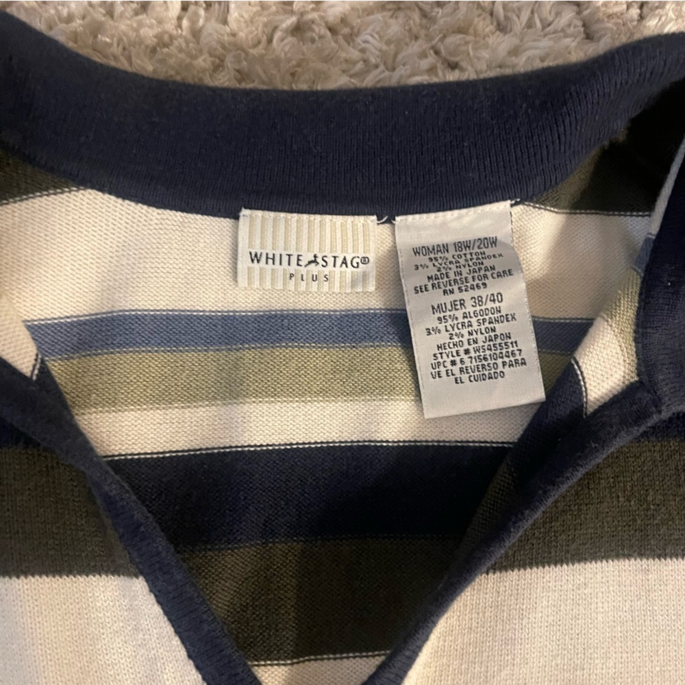 White Stag Fine Knit Striped Collared Short Sleeve Sweater Sz 18/20 EUC - Picture 9 of 9